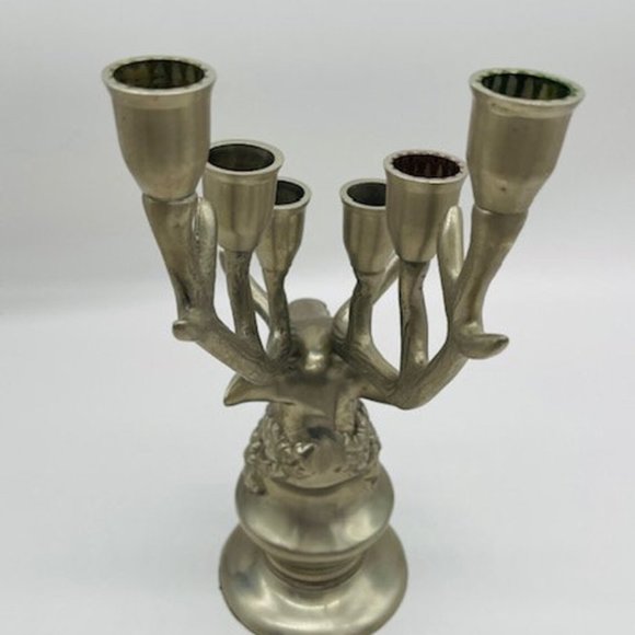 Vintage XL Candle Holder Deer Head Pewter 6 Candle Chandelier Deer Advent Decora - Picture 7 of 9